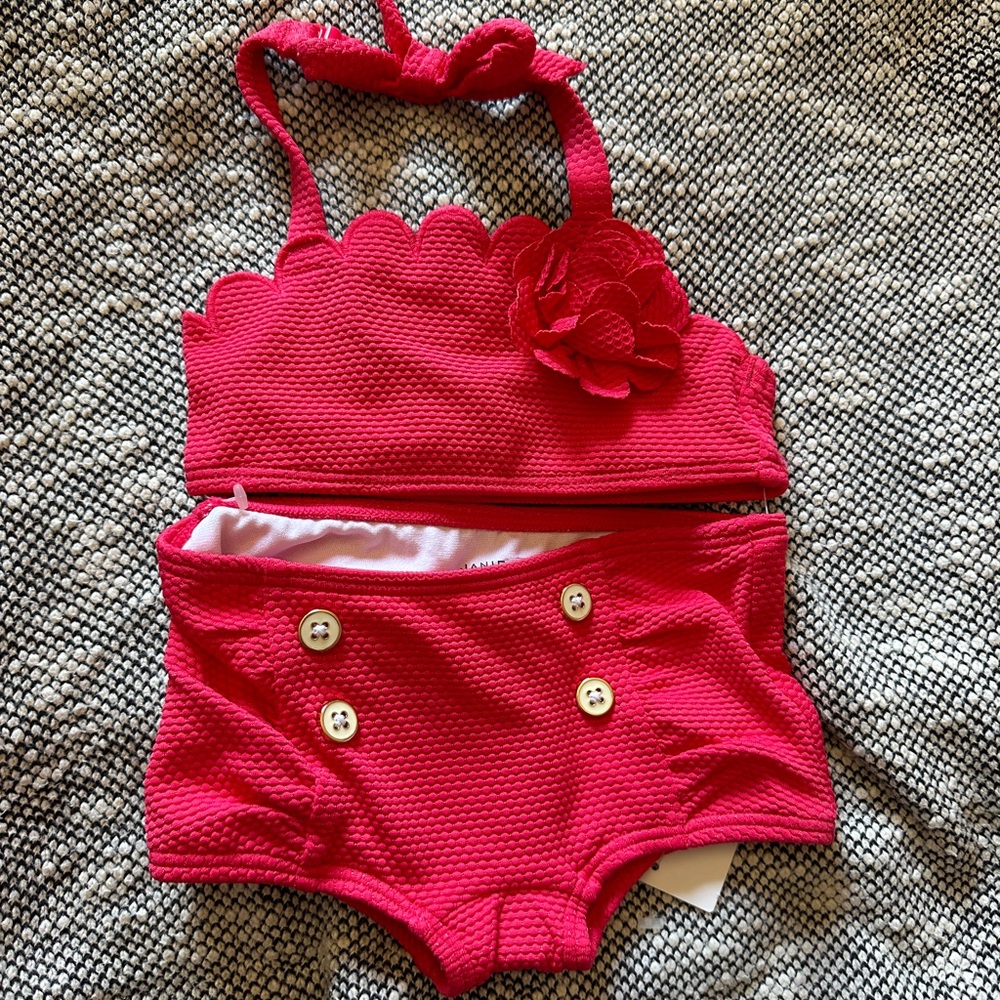 Brand New Janie and Jack 2 piece swimwear infant size 6-12 months pink